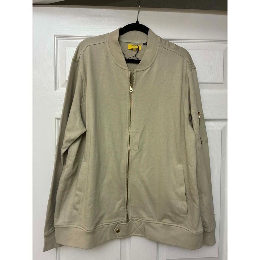 Five Four x Poggy The Man Beige Zip Bomber Jacket‎ Rib Sleeve Pockets Size 2XL
